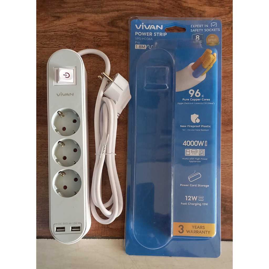 COK SAMBUNG 3 LUBANG MERK VIVAN + USB CAHRGER HP