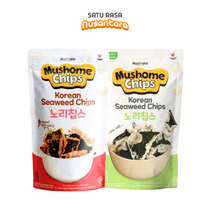 

Keripik Korean Seaweed - Mushome Chips - Kaya Serat & Sumber Protein - Gluten Free