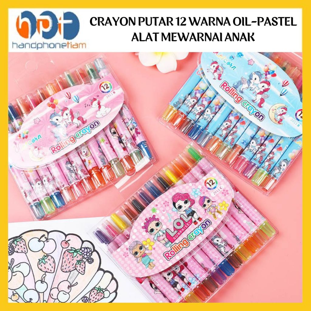 

Crayon Putar 12 Warna Oil-Pastel Non Toxic Peralatan Menggambar Mewarnai Art anak Profesional Aman Tidak Beracun