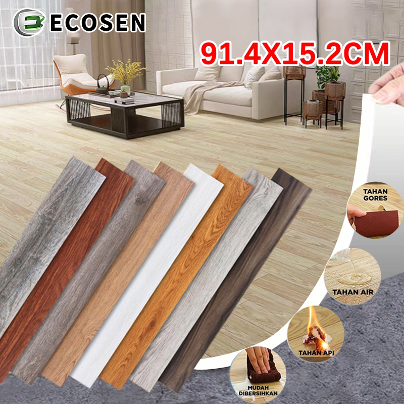 ECOSEN Stiker Lantai Perekat Motif Kayu/ Sudah Ada Lemny / Untuk Keramik / Tangga / dapur Motif Marm