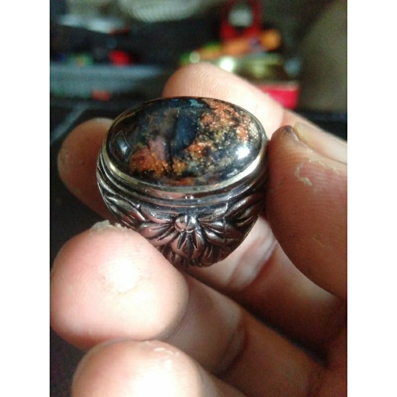 cincin batau akik garut pancawarna kirpay 20x15x8mm