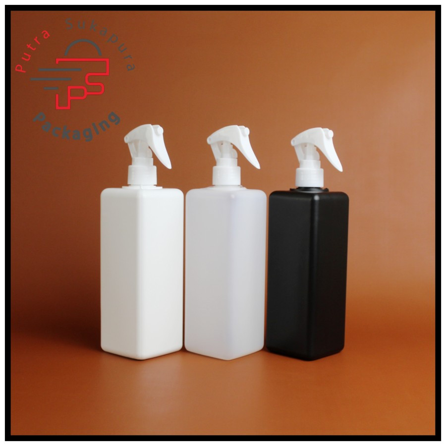 Botol spray triger 500ml hdpe kotak/botol triger 500ml/triger putih dw