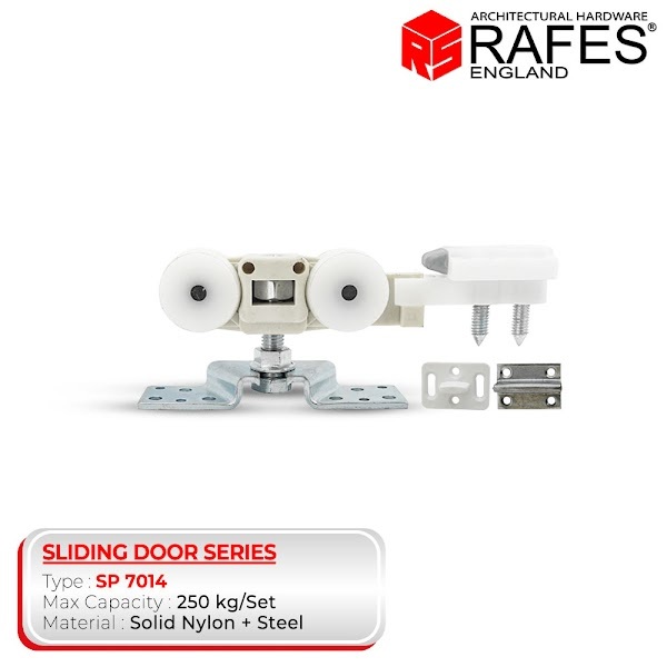 PAKET Rel Pintu 2M Sliding RAFES England 250 KG / Roda Solid Nylon + Steel