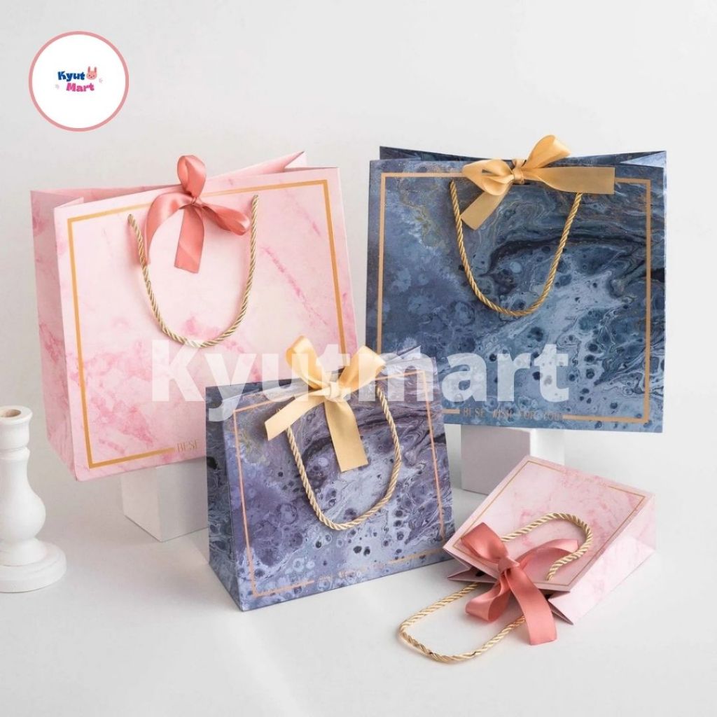 

(2pcs) PAPERBAG Pita Paper Bag Motif Marble Tote Bag Marmer Aesthetic Tas Tenteng Shopping Bag Hampers Souvenir