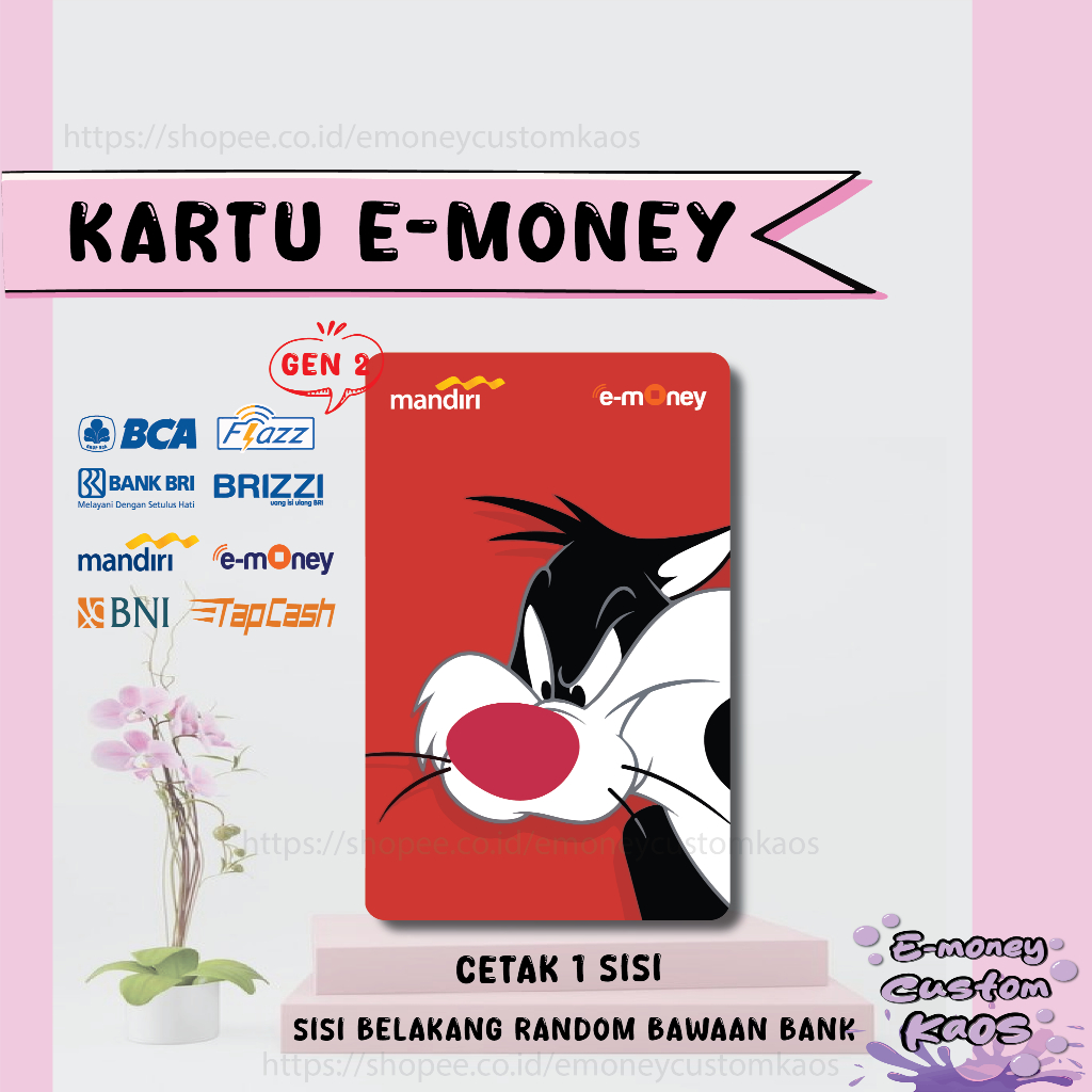 KARTU EMONEY ANIME SYLVESTER LOONEY TUNES MANDIRI FLAZZ BCA BNI TAPCASH BRIZZI BRI E MONEY - 1 SISI