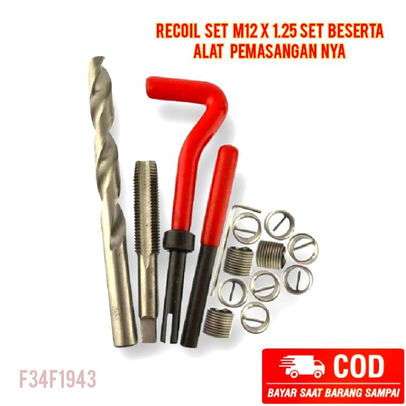 Recoil Set M10x1.25 Alat Reparasi Baut 14 Drat Repair Drat Slek