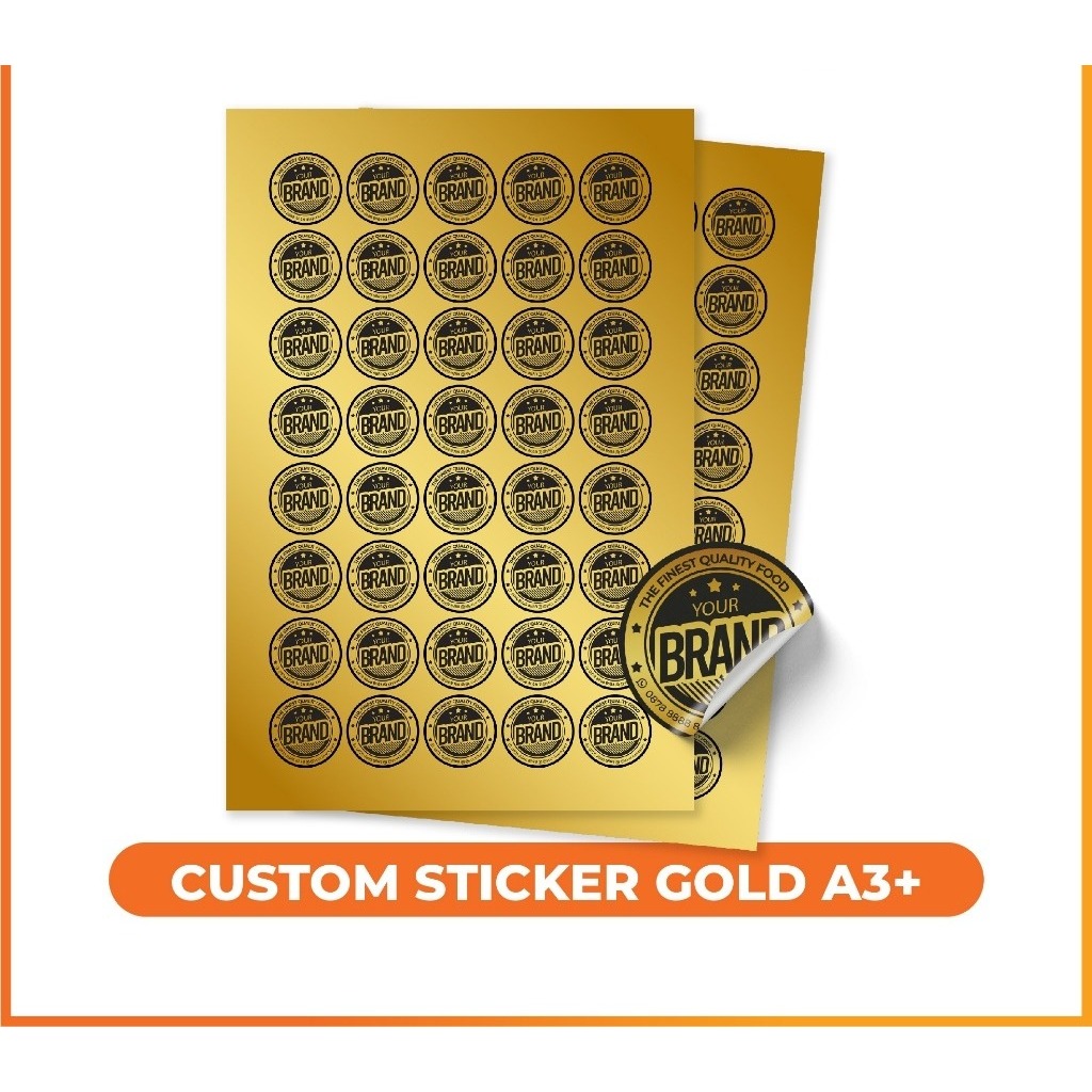 

CETAK STIKER VINYL A3+ / CETAK STIKER GOLD / CETAK STIKER LABEL KEMASAN / LABEL USAHA MAKANAN / CETAK LABEL MINUMAN