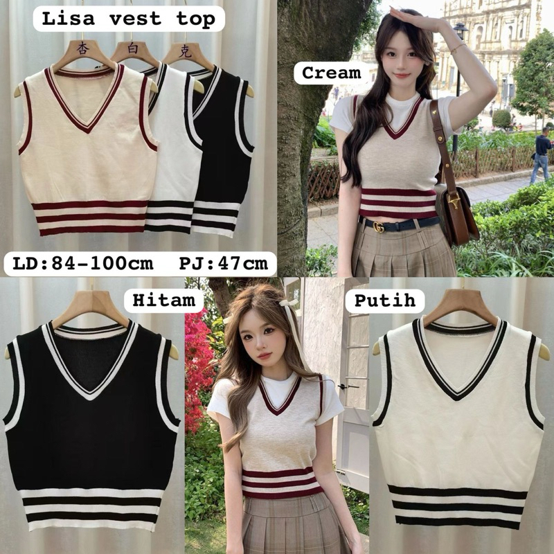 CJ FASHION - LISA VEST TOP / VEST LUARAN RAJUT MODEL KOREA / ATASAN VEST IMPORT
