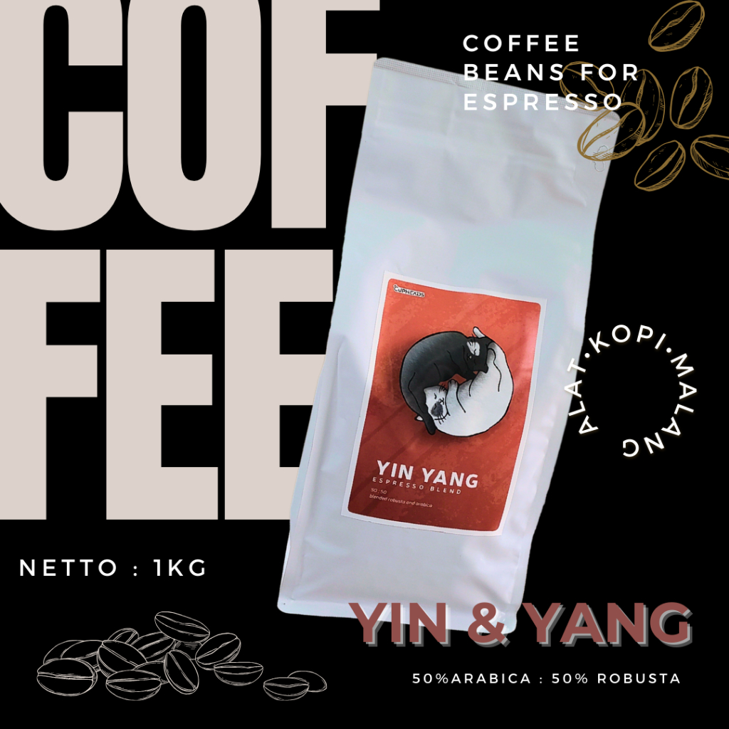 

Coffee Roastbean/Biji Kopi Houseblend Yinyang 50:50 Arabica Robusta 1kg