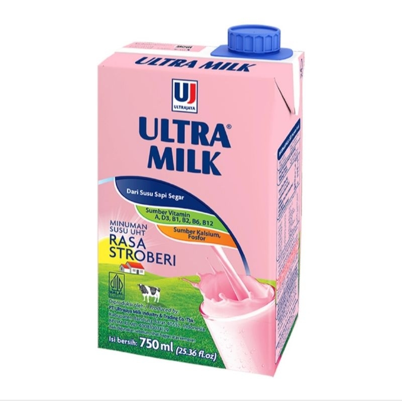 

Ultra Milk susu UHT stroberi kotak 750 ML