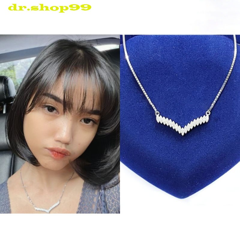 Kalung Perak Asli Silver Wanita 925 Lapis Emas Putih Model Kalung Fuji Permata / Kalung Fuji Permata