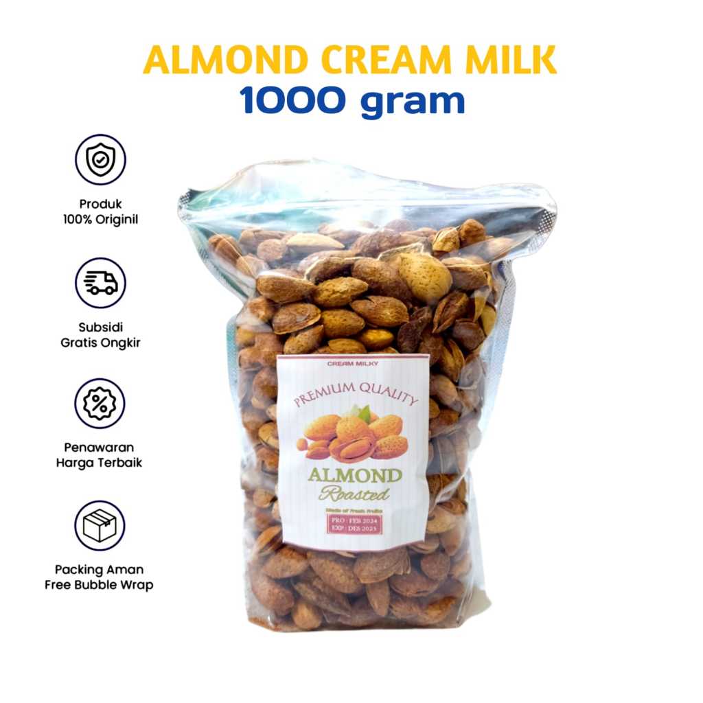 

Kacang Almond Kulit Panggang Premium 1kg I Almond Roasted Grade A