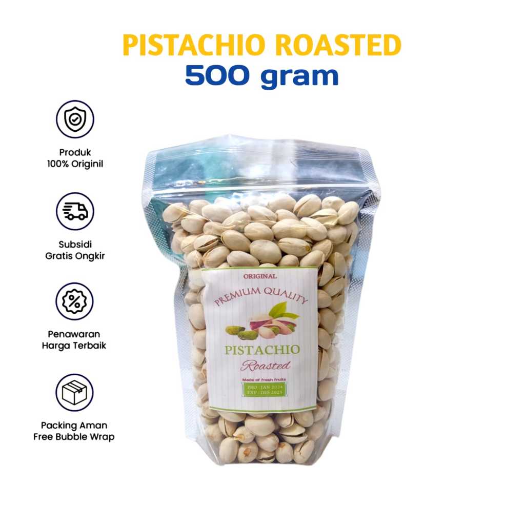 

Kacang Pistachio Premium 500gram I Pistasio Roasted Grade A