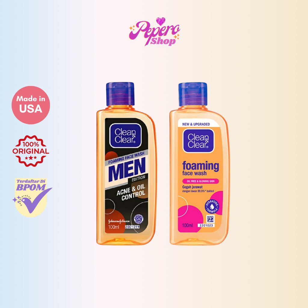CLEAN & CLEAR Foaming Face Wash | Men 100ml/50ml - Sabun Cuci Muka Pembersih Wajah