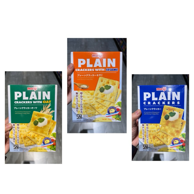 

Meiji Bikuit Crackers Plain/Sesame/Oat - 104 gr per box