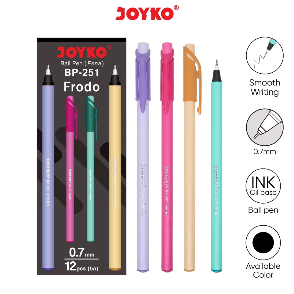 

KODE V35U Ball Pen Pulpen Pena Joyko BP251 Frodo 7 mm 1 Box 12 Pcs