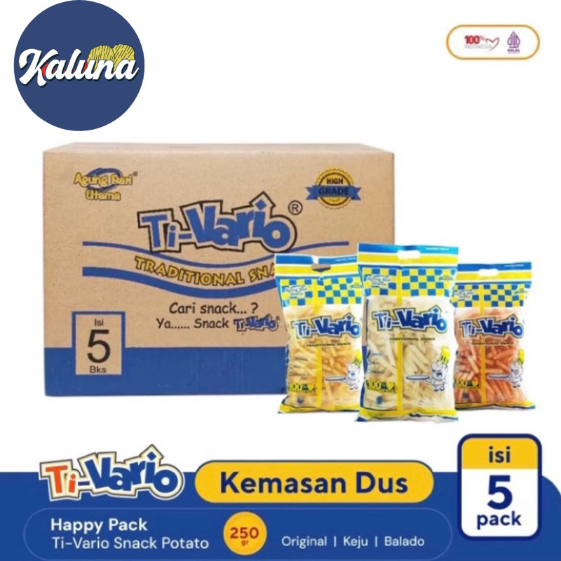 

Snack Kentang Ti Vario 250gr (1 Dus isi 5 karung) Rasa Bisa Di Mix