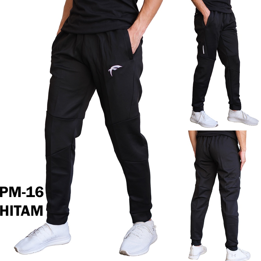 KODE H73S Celana Trining Olah Raga Panjang PM 16 Hitam Clana Bawahan Sport Training Futsal Gym Lari 