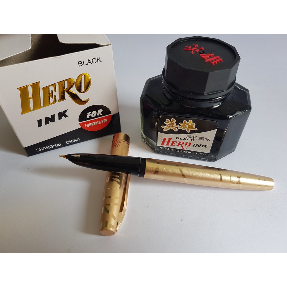 

KODE M74F PAKET MURAH Fountain Pen Gold feather Tinta Hero ink Alat Tulis Pena Pulpen isi ulang