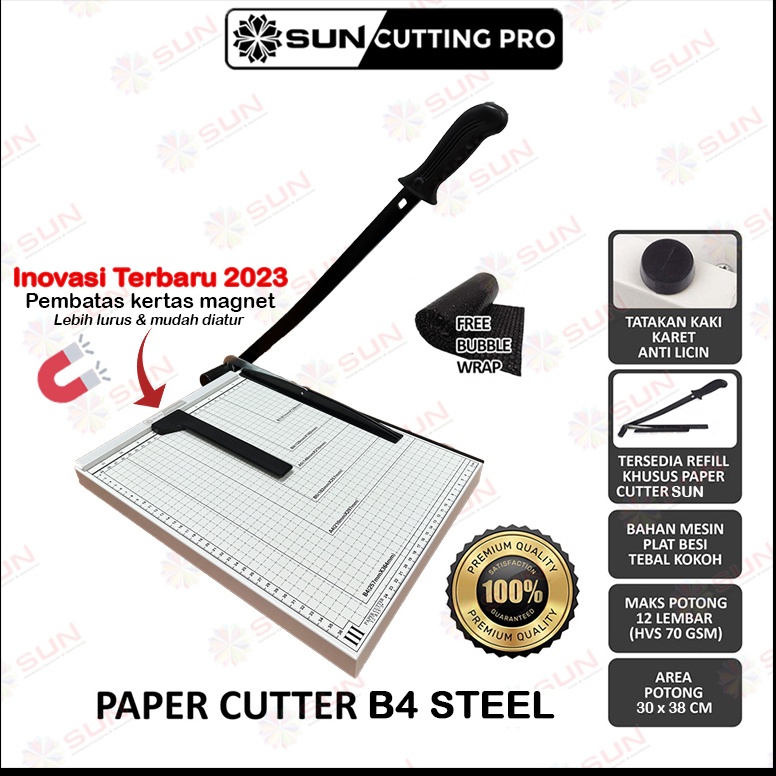 

KODE Y79L Paper Cutter Folio F4 B4 Alat Potong Mesin Pemotong Kertas HVS Sticker Dos PVC ID Card Yellow Board Art Paper Vinyl Bontax Camel Kertas Foto A5 A4 F4 B4 Glossy Silky Glossy Photo Paper