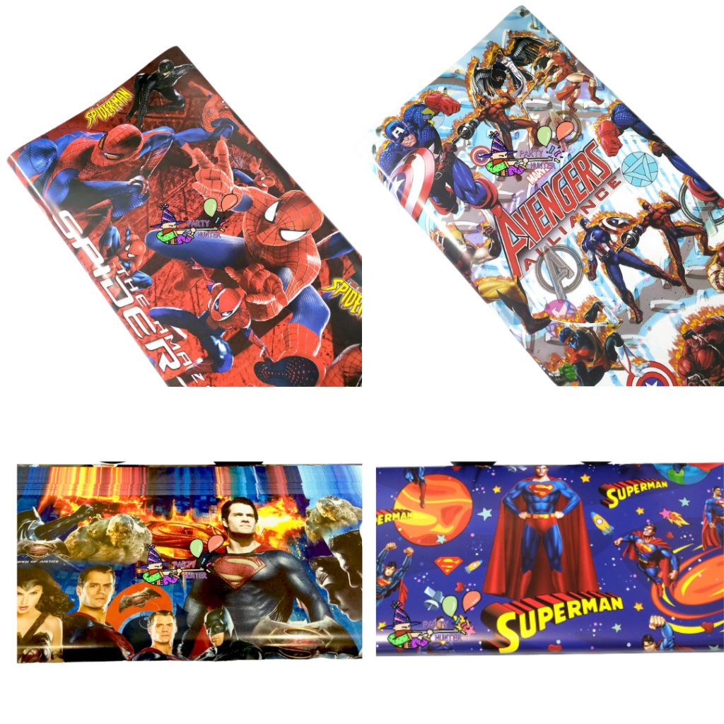 

Kertas Kado Spiderman/Avengers/Superman/Batman/ultraman/tobot/Super Hero Glossy (5 Lembar)