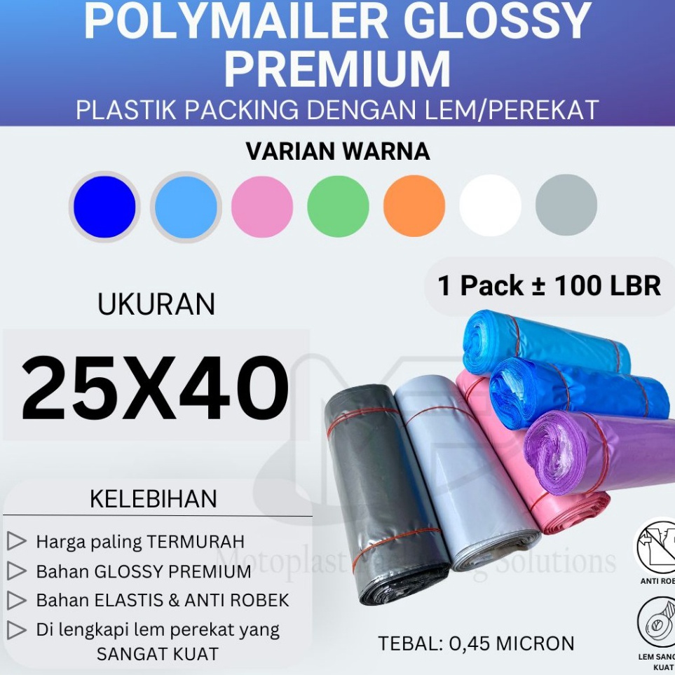 

Pasti Laku Plastik packing polymailer glossy 25x4 isi 1 lbr