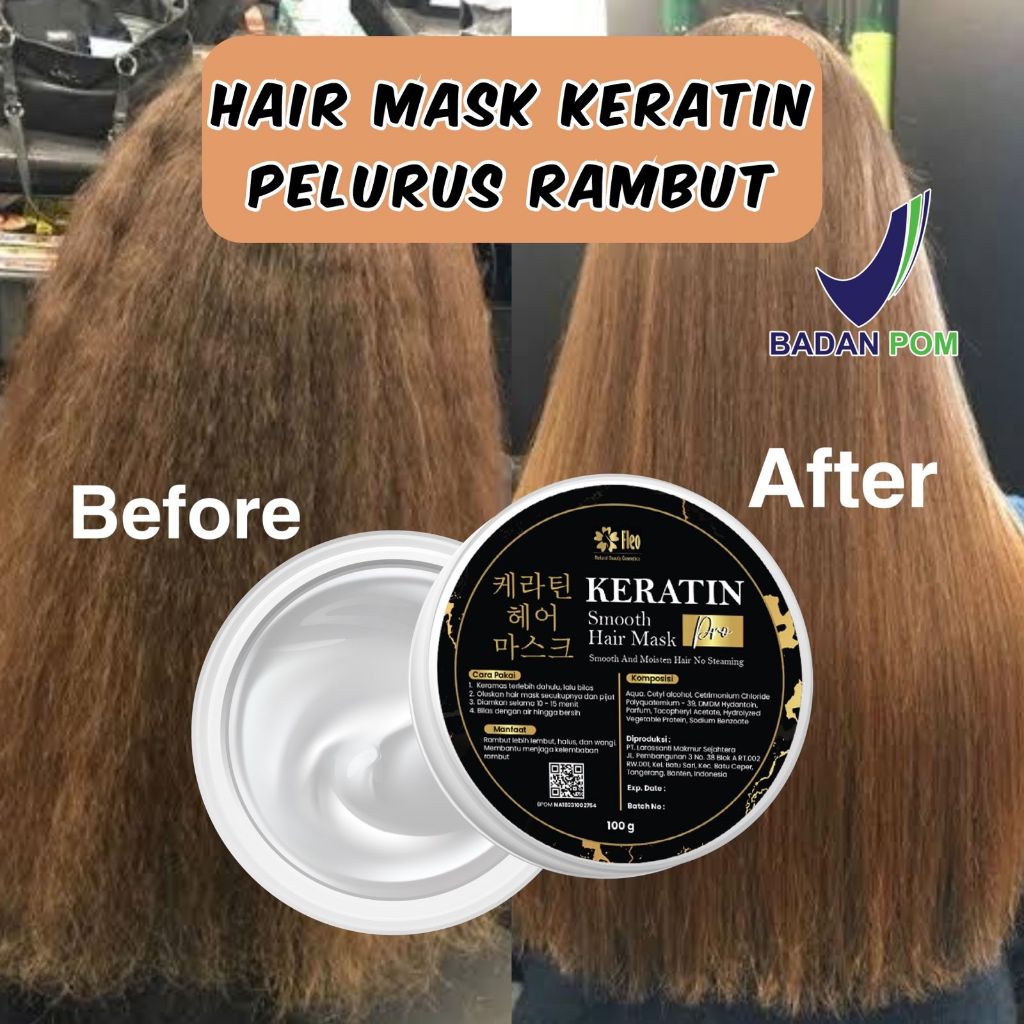 FLEO Hair Mask Keratin Smoothing 100gr / Masker Keratin Pelurus Rambut Korea / Hair Mask BPOM