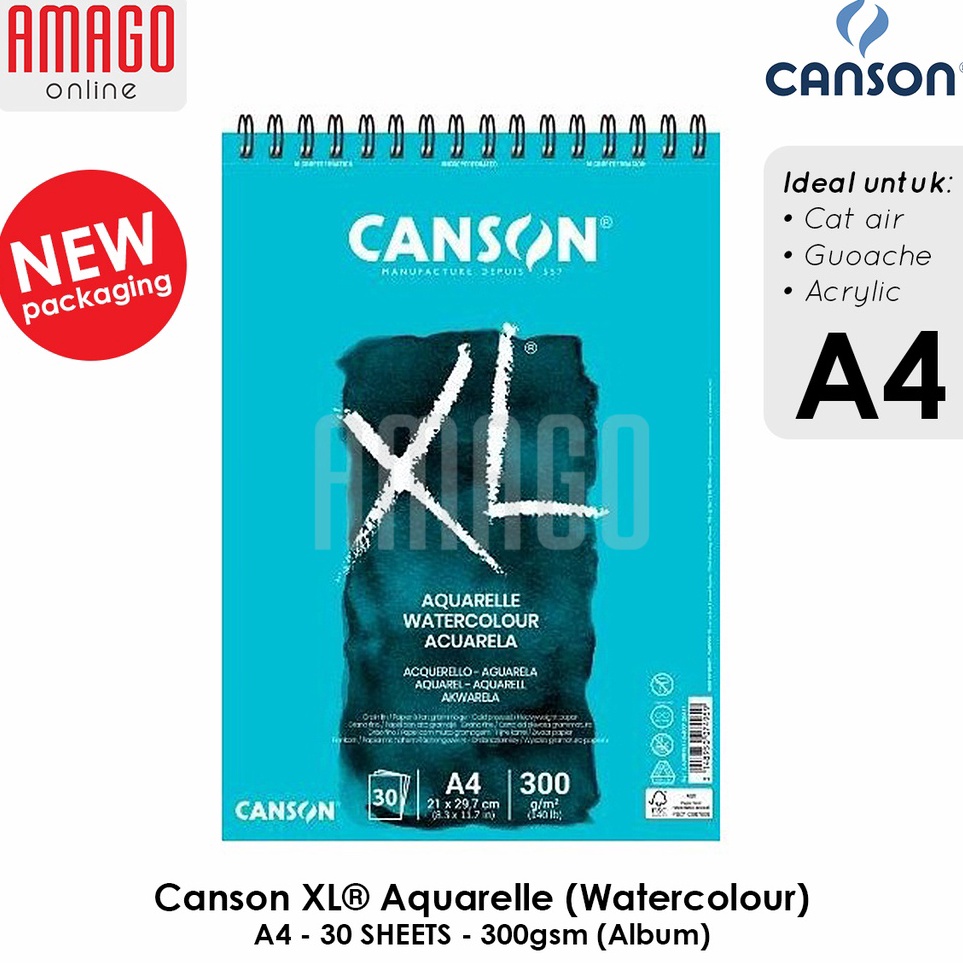 

KODE I27I CANSON XL Aquarelle Watercolor Paper 3 sheets A4 3G Album 43917