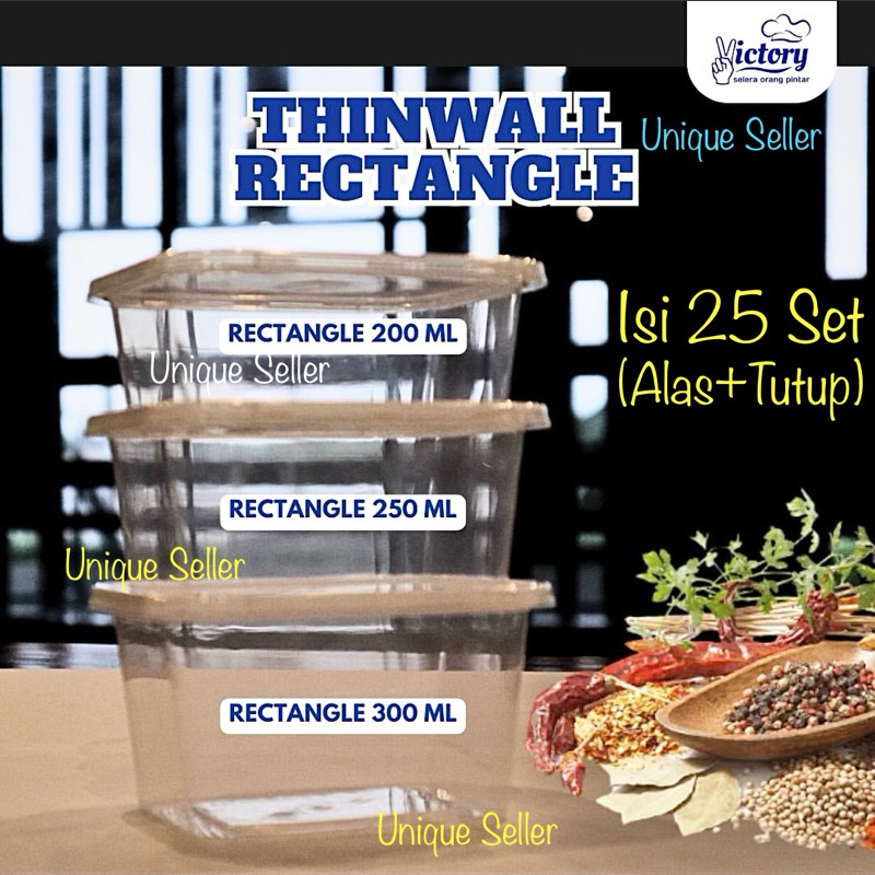 [Isi25] Thinwall Rectangle Victory 200 250 300 ml / Thinwal Rectangle Victory 200ml 250ml 300ml / Th