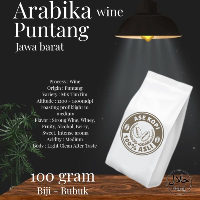 

Termurah - Single origin - Roasted bean - bubuk kopi - biji kopi sangrai - biji kopi arabika wine puntang - 100 gram