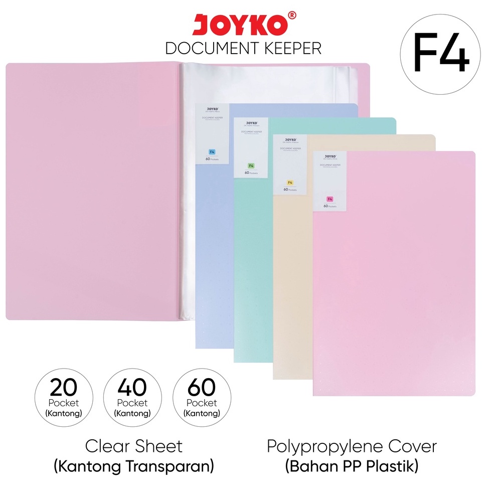 

New Collection Document Keeper Clear Holder Map File Dokumen Folder Joyko F4 Pastel