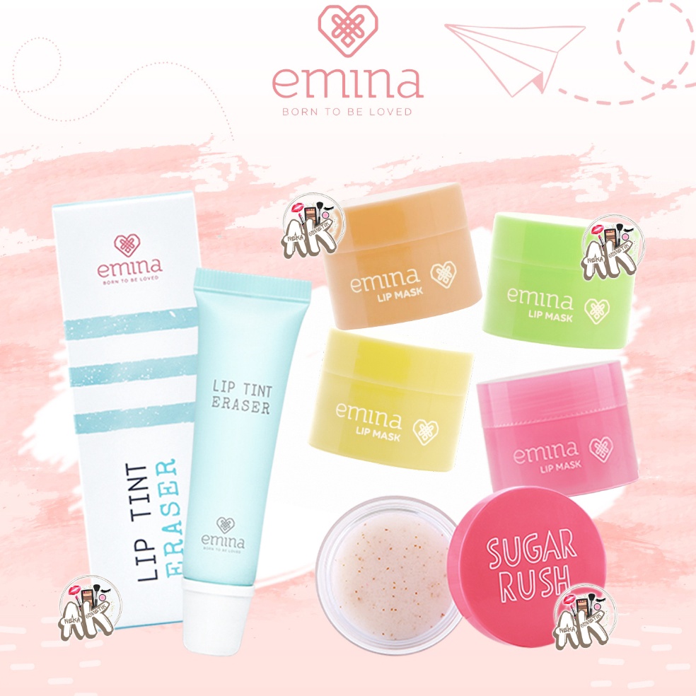 EMINA LIP CARE SERIES  LIPTINT ERASER  SUGAR LIP SCRUB  LIP MASK  KODE I7X5