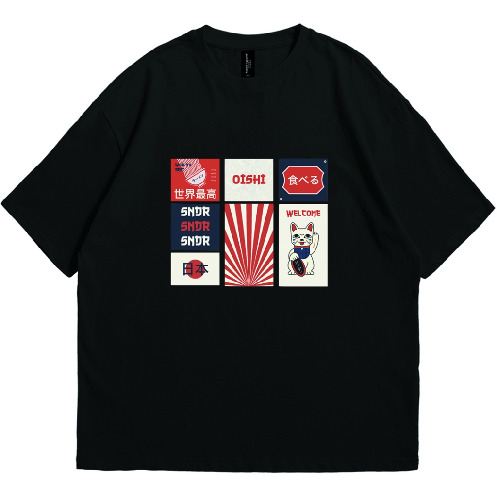 SONDER Oversized Tshirt | Kaos Oversize Pria dan Wanita | Sonder Japan Series Black 028