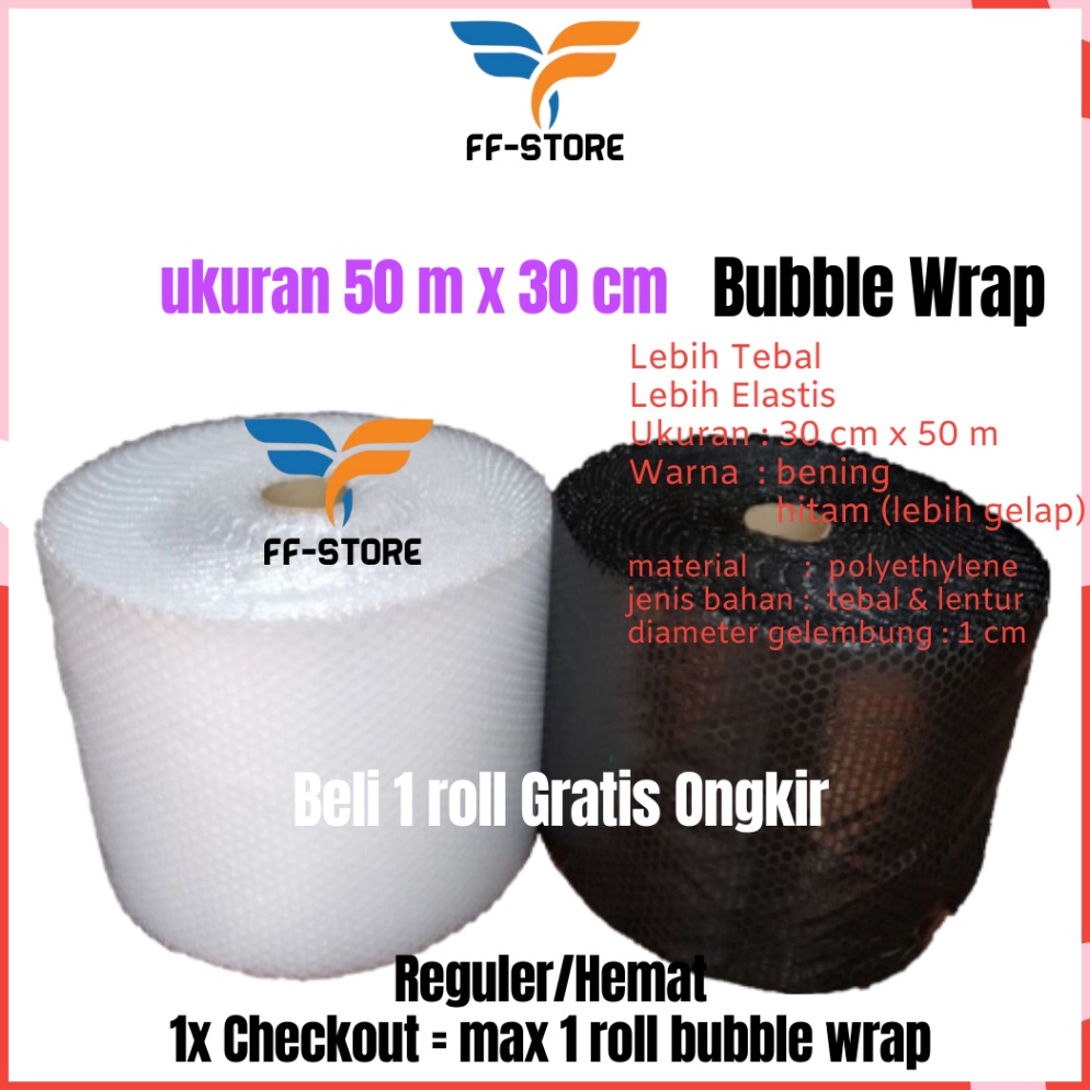 

Grab It Fast 5Mx3CM Bubble Wrap Hitam Bening Roll 3 cm x 5 m Tebal Premium Ekonomis Murah Gosend Grab Bandung