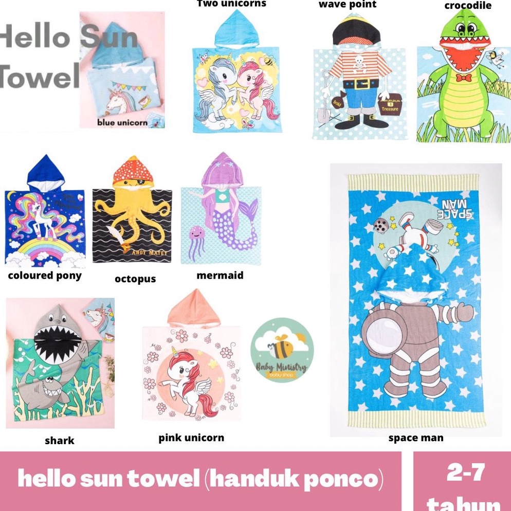 Terbaru Hello Sun Towel  Handuk Ponco Renang  handuk anak  handuk renang  handuk anduk