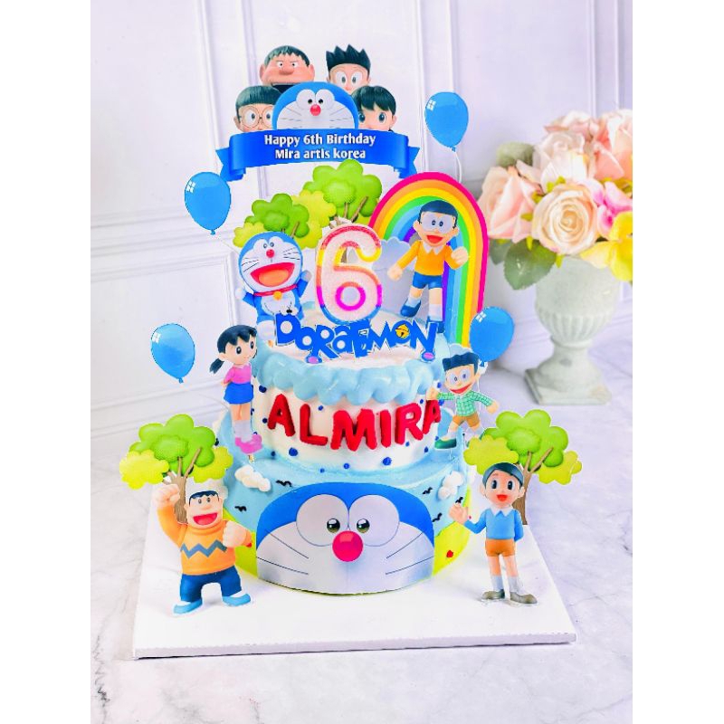 

kue ulang tahun anak birthday Doraemon topper cake