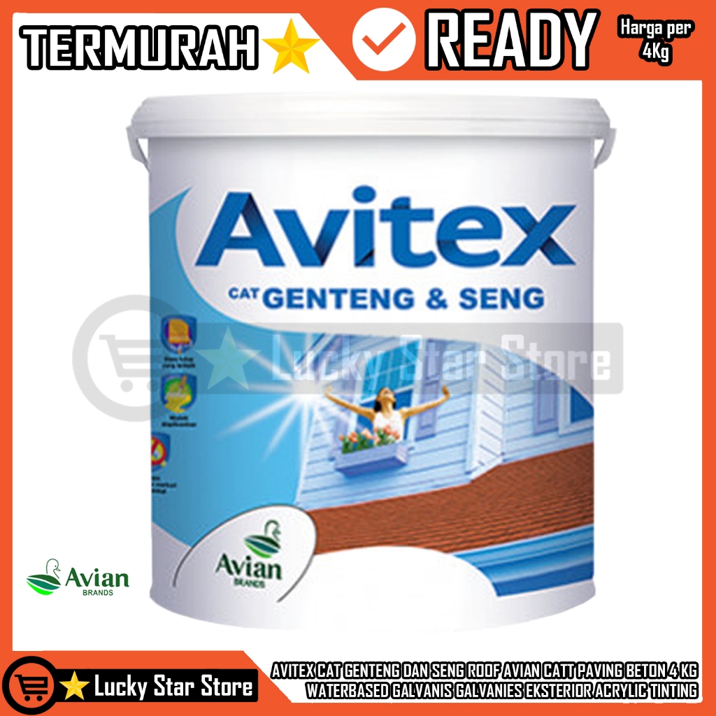 AVITEX CAT GENTENG SENG ROOF KUALITAS PREMIUM AVIAN BRANDS CATT PAVING BETON 4 KG 4KILOGRAM ATAP SIN