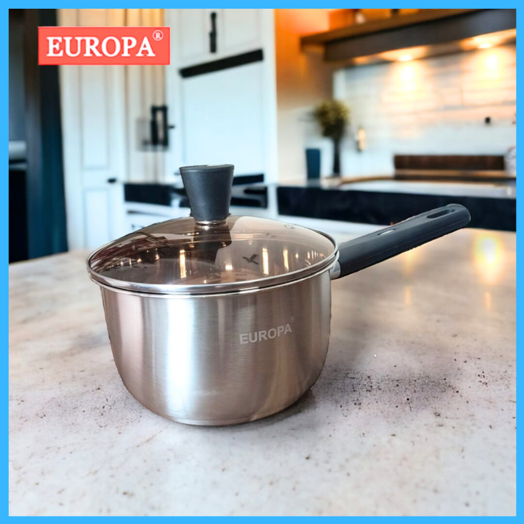 Europa Cookware Sauce Pan Stainless + Tutup Kaca Anti Karat