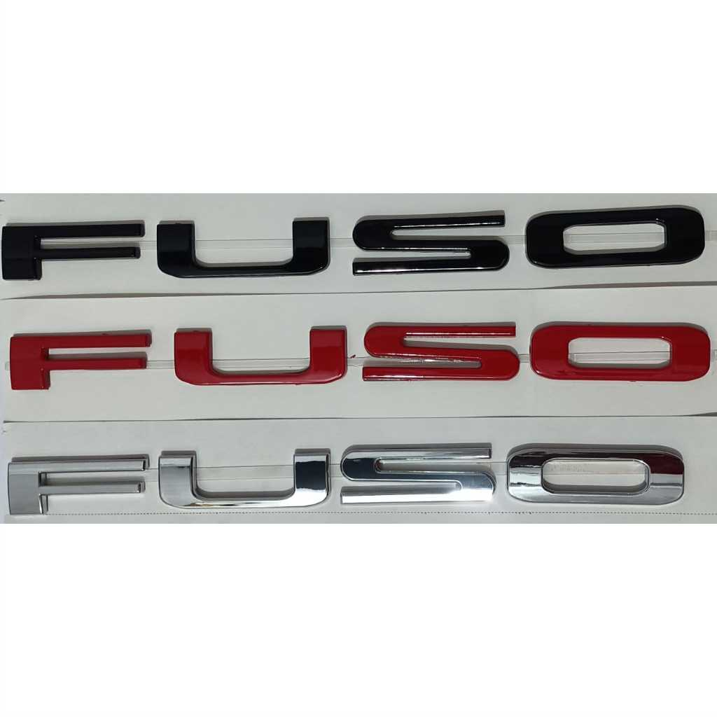 Stiker Emblem logo FUSO kecil Merah Hitam Chrome