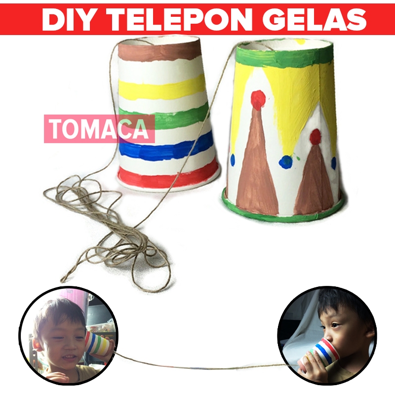 Diy Prakarya Anak Telephone Telpon Phone Craft Gelas Kertas Mainan Edukasi Mewarnai Experimen Sains 