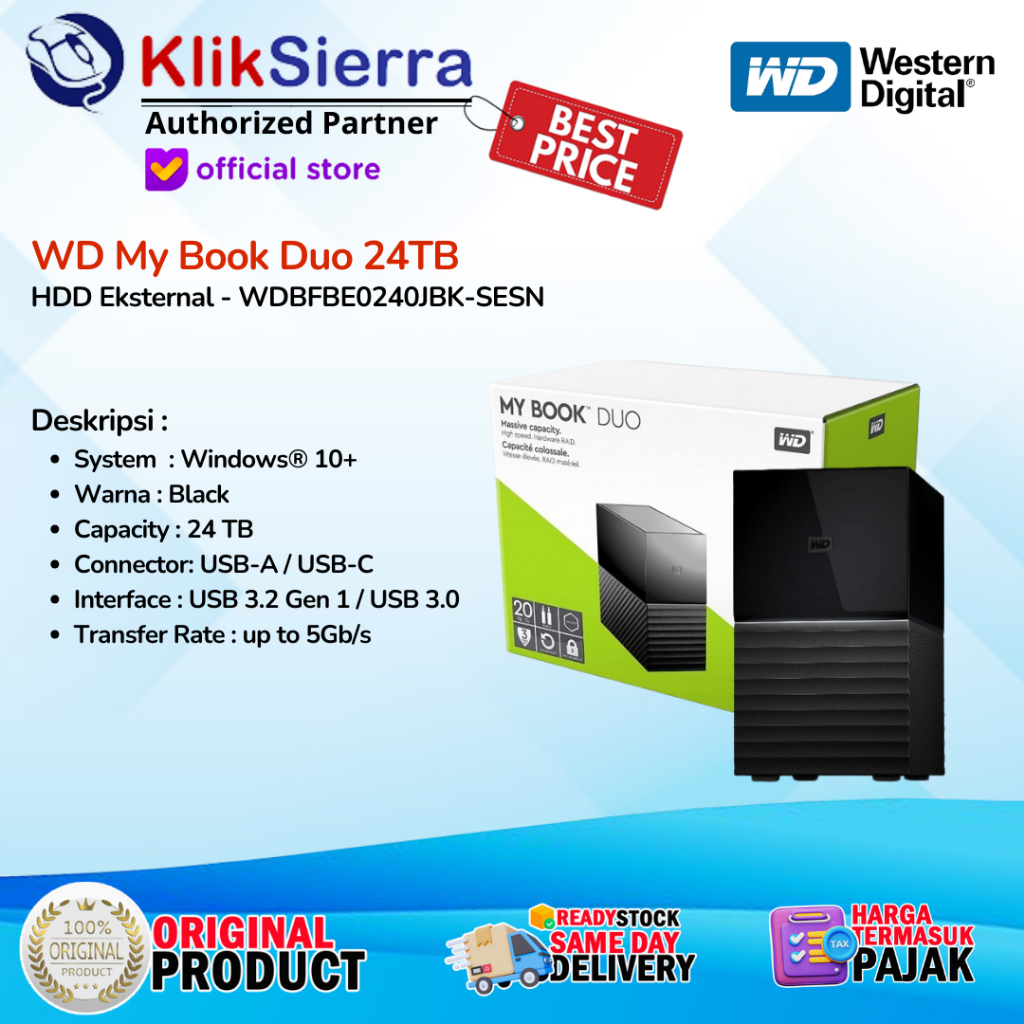 WD My Book Duo 24TB - HD HDD Hardisk Eksternal External