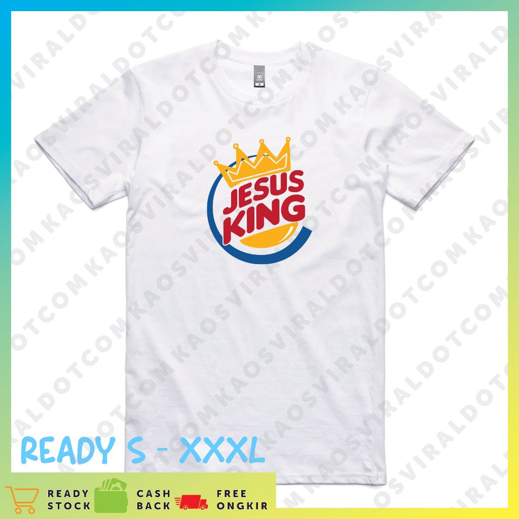 WARUNG KAOS BAJU RELIGI ROHANI JESUS KING BURGER PARODY T-SHIRT DISTRO UNISEX