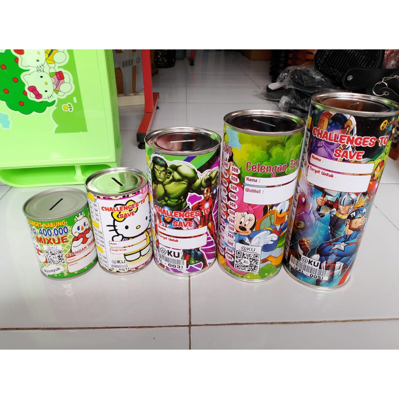 celengan kaleng murah meriah karakter