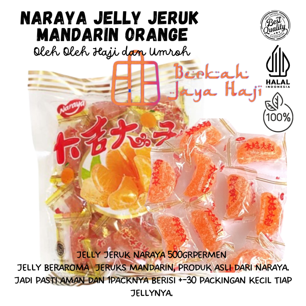 

Jelly Jeruk Mandarin Orange kemasan HALAL oleh oleh haji