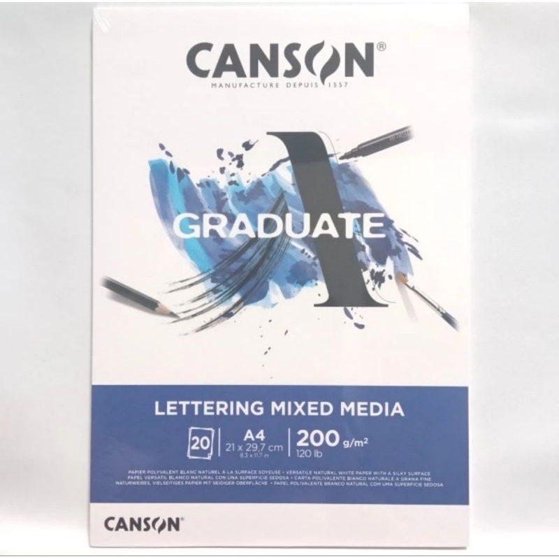 

Canson Graduate A4 Lettering Mixed Media 20 Sheets 200 Gsm