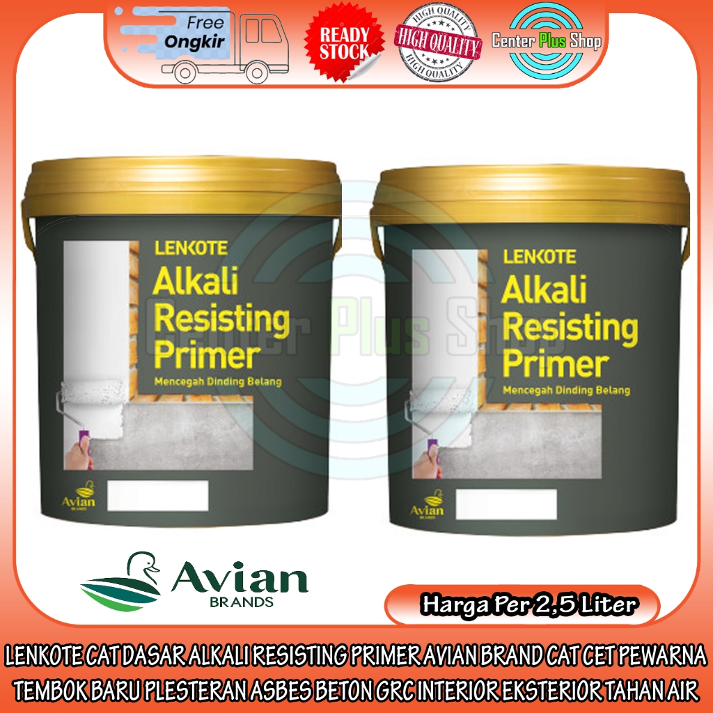 LENKOTE CAT DASAR ALKALI RESISTING PRIMER AVIAN BRAND PER GALON 2,5 LITER 2,5KG KILO CET PEWARNA TEM
