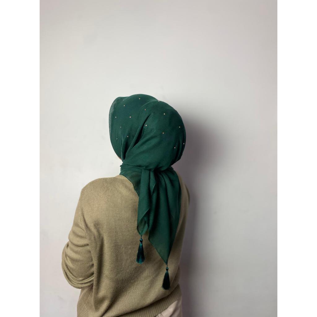 PAKET USAHA ((10PCS)) HIJAB SEGI 4 PAYET TABUR ROSE GOLD TASEL