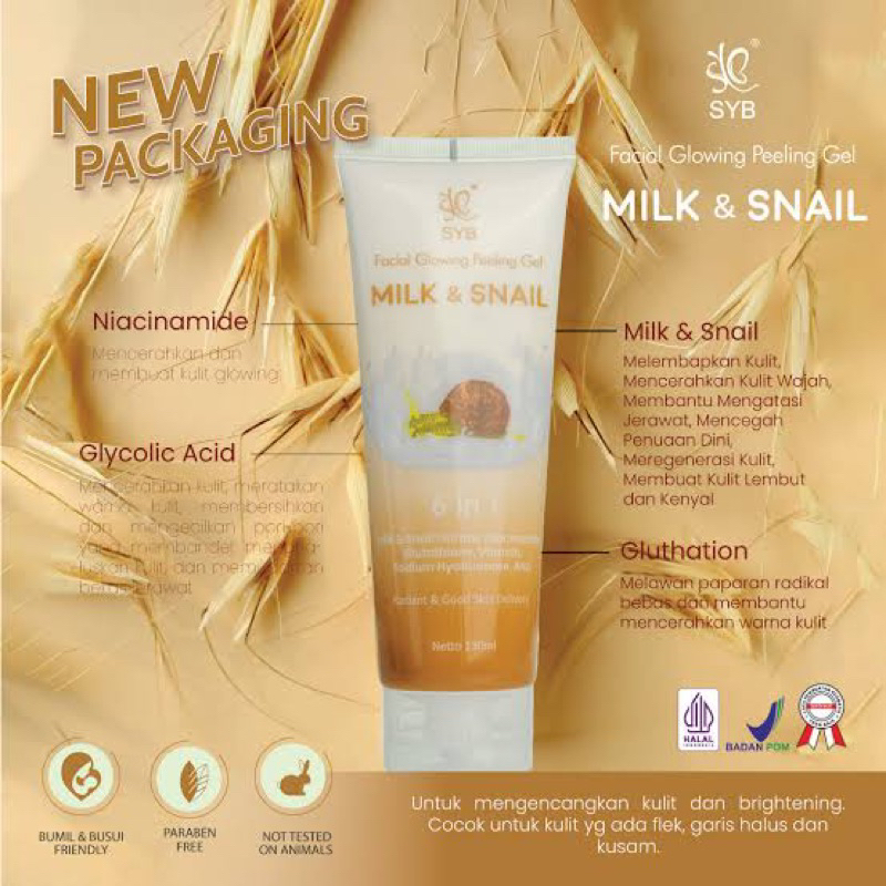 syb facial glowing peeling gel milk & snail 130ml - syb milk snail peeling gel