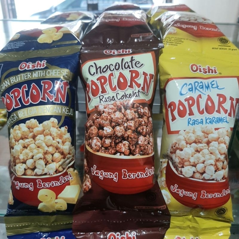 

Oishi Popcorn 1 Renteng Isi 10pcs @20g Rasa Cokelat Chocolate Karamel Caramel Mentega Belgia dengan Keju Belgian Butter with Cheese Snack Makanan Ringan Cemilan Camilan Jagung Berondong Kemasan Sachet Renteng Kecil Kekinian Enak Halal