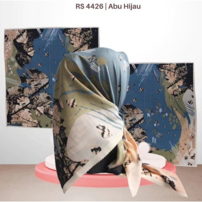 [READY] Hijab Voal Segiempat | Hijab Denay Motif Ranting Akar Terbaru 2024  warna abu hijau
